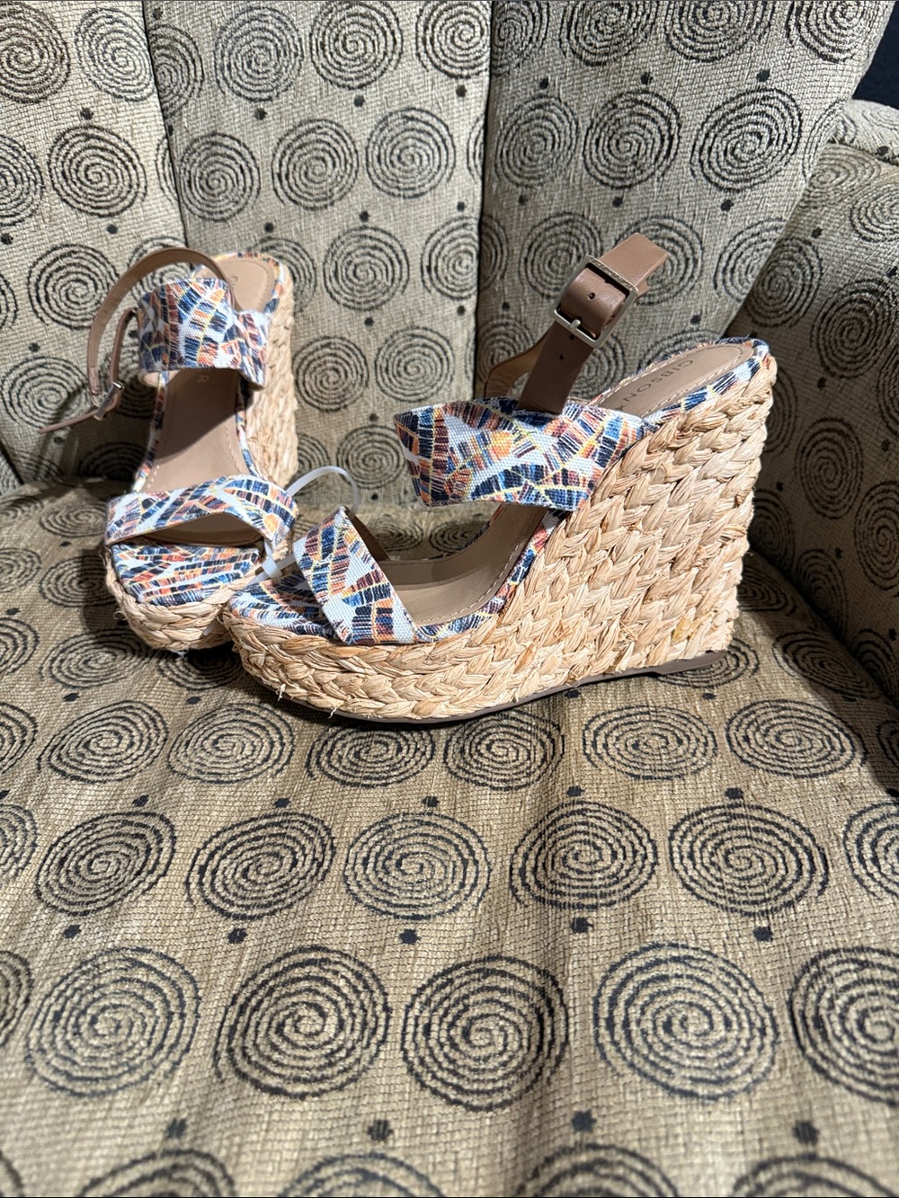 Gibson Latimer Multicolor Braided Espadrille Wedge Sandals
